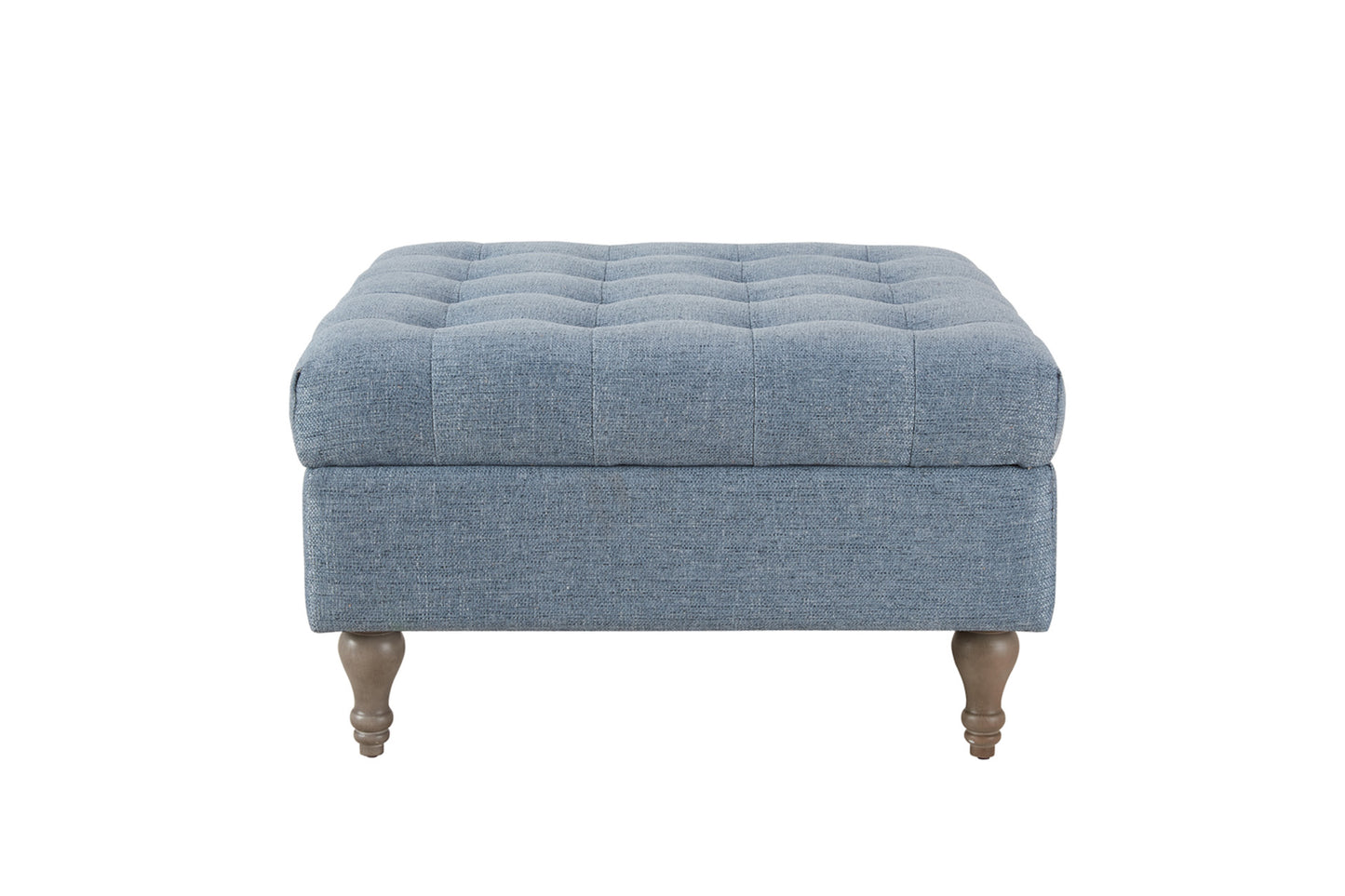 Button Top Storage Ottoman Blue