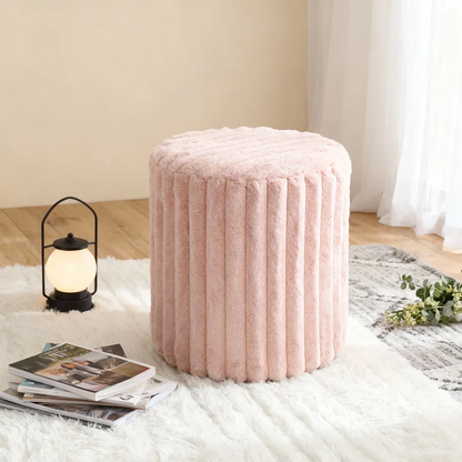 Rabbit Fur Stool Pink