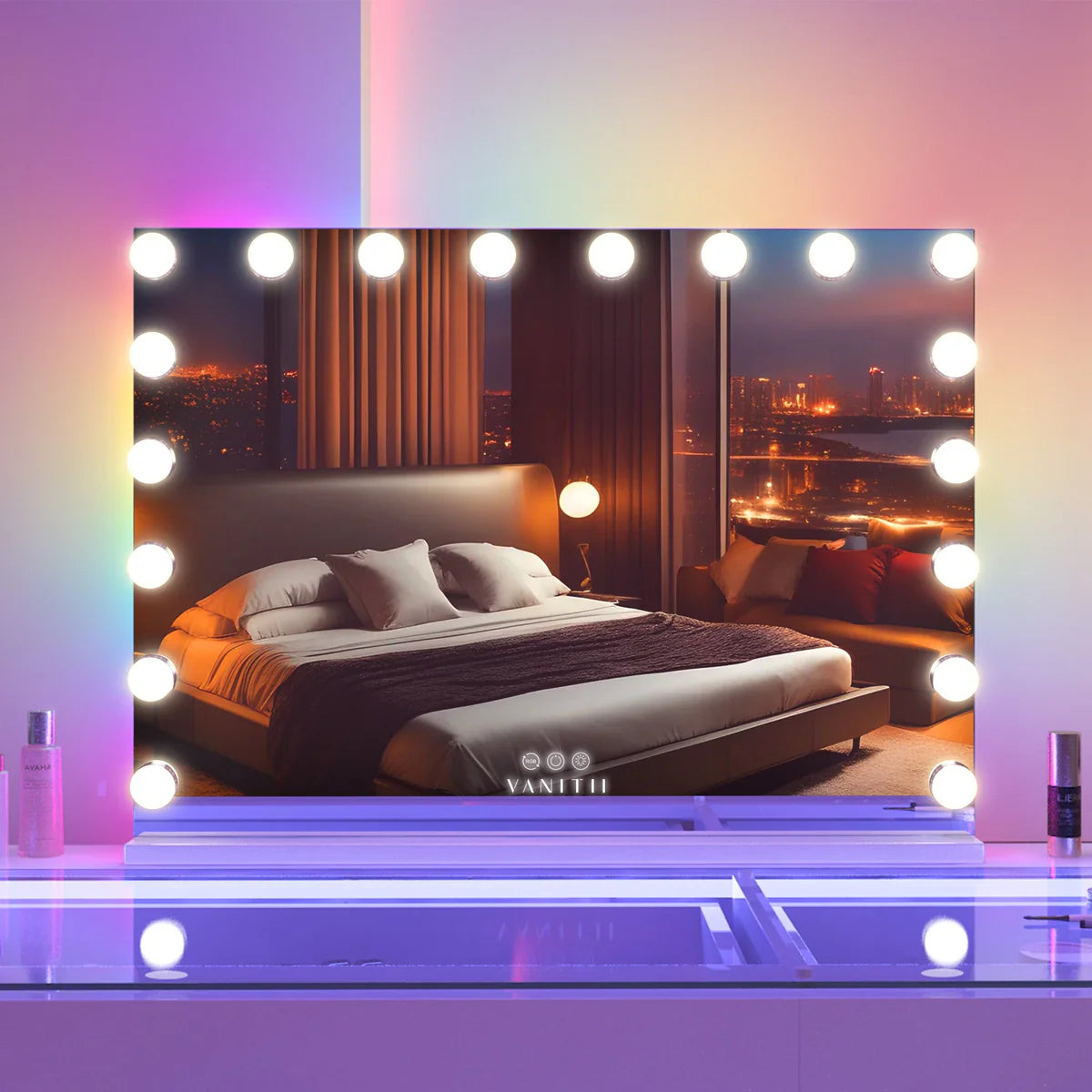 18 Bulb Hollywood mirror with RBG Light