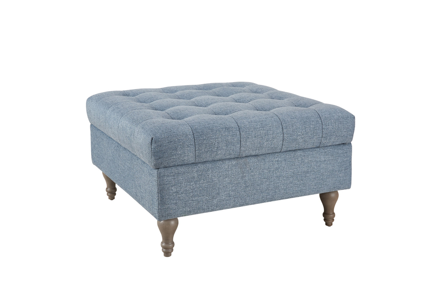 Button Top Storage Ottoman Blue