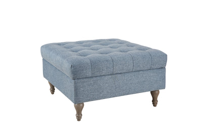 Button Top Storage Ottoman Blue