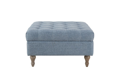 Button Top Storage Ottoman Blue