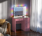 6 Drawer Vanity Desk in Pink